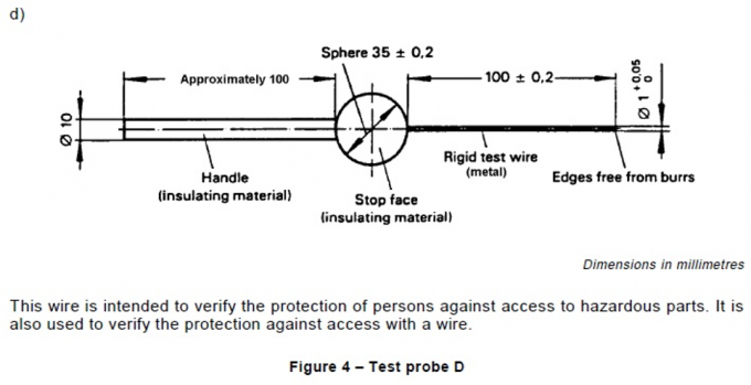 IEC61032 الشكل 4 اختبار التحقق من الحماية D لاختبار الأجزاء الخطرة 0