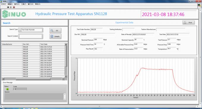 IEC 60335-2-21 2.5Mpa نظام اختبار الضغط الهيدروستاتيكي تشغيل الكمبيوتر 0