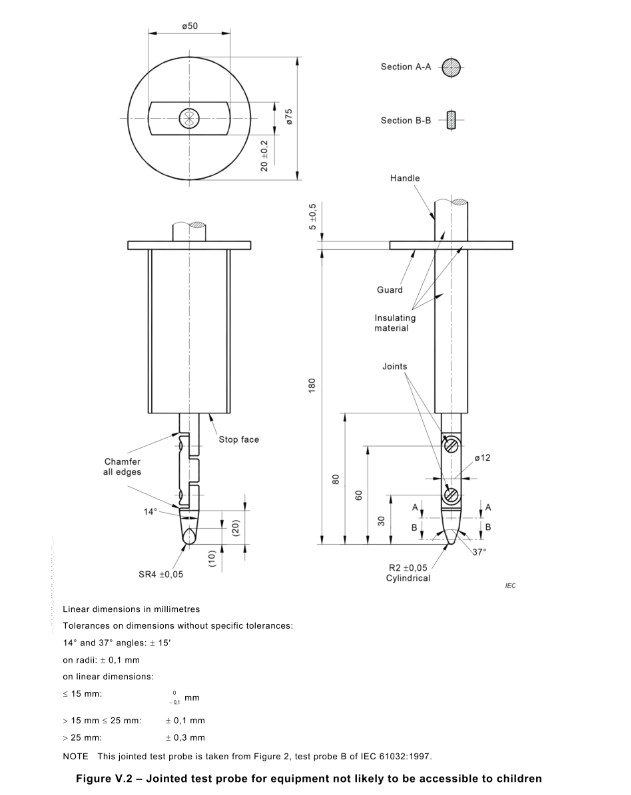 IEC 61851-1 الشكل V.2 مجس الاختبار المشترك لاختبار نظام الشحن الموصل للمركبة الكهربائية 0