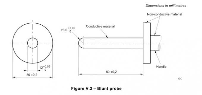 البند 5.3.2، 5.4.10، V.1.4 الشكل V.3 مجس اختبار Blunt Probe Telecom IEC 62368-1 0